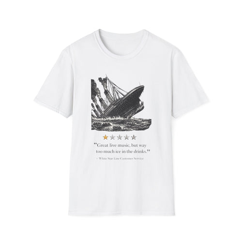 T-Shirt — Vintage Sinking Ship Graphic with 1-Star Review Quote