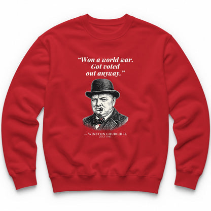 Won A World War Got Voted Out Anyway – Downing Street Funny History Crewneck - Red