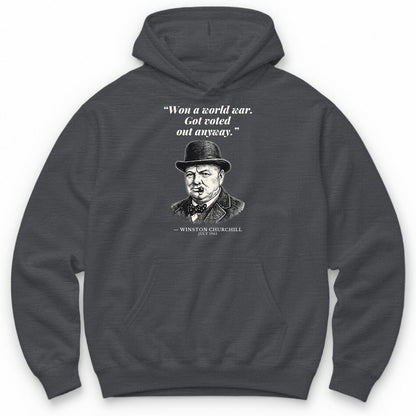 Won A World War Got Voted Out Anyway – Downing Street Funny History Hoodie - Charcoal