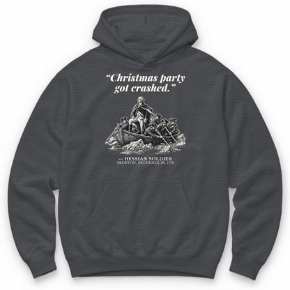Christmas Party Got Crashed – The Delaware River Funny History Hoodie - Charcoal